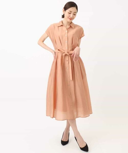 MK MICHEL KLEIN / エムケーミッシェルクラン ロング・マキシ丈ワンピース | ベルト付きフレンチスリーブワンピース/洗える | 詳細26