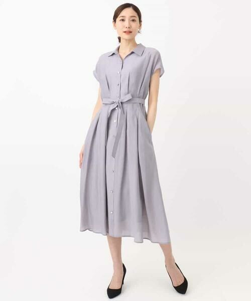 MK MICHEL KLEIN / エムケーミッシェルクラン ロング・マキシ丈ワンピース | ベルト付きフレンチスリーブワンピース/洗える | 詳細27