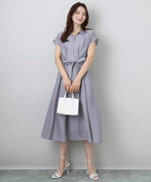 MK MICHEL KLEIN / エムケーミッシェルクラン ロング・マキシ丈ワンピース | ベルト付きフレンチスリーブワンピース/洗える | 詳細4