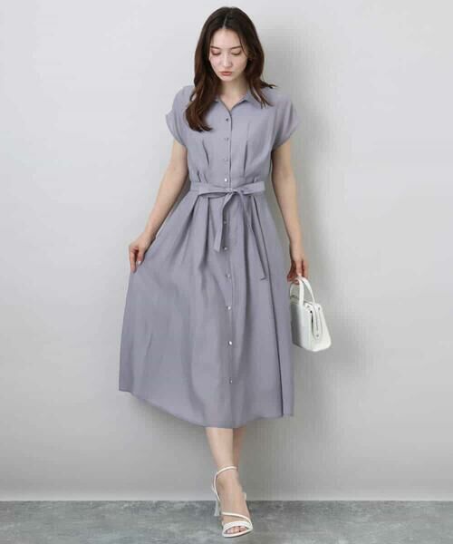 MK MICHEL KLEIN / エムケーミッシェルクラン ロング・マキシ丈ワンピース | ベルト付きフレンチスリーブワンピース/洗える | 詳細5