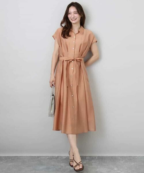 MK MICHEL KLEIN / エムケーミッシェルクラン ロング・マキシ丈ワンピース | ベルト付きフレンチスリーブワンピース/洗える | 詳細6