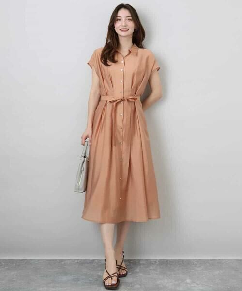 MK MICHEL KLEIN / エムケーミッシェルクラン ロング・マキシ丈ワンピース | ベルト付きフレンチスリーブワンピース/洗える | 詳細7