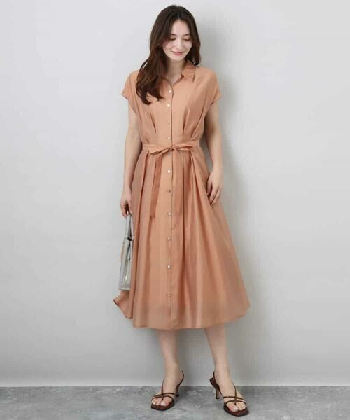 MK MICHEL KLEIN / エムケーミッシェルクラン ロング・マキシ丈ワンピース | ベルト付きフレンチスリーブワンピース/洗える | 詳細8