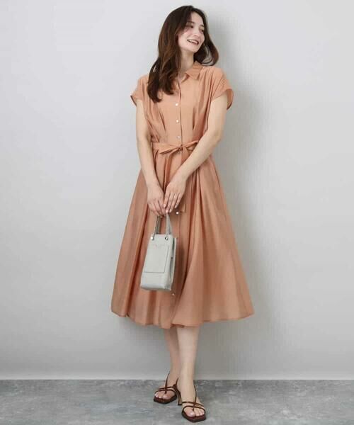 MK MICHEL KLEIN / エムケーミッシェルクラン ロング・マキシ丈ワンピース | ベルト付きフレンチスリーブワンピース/洗える | 詳細9