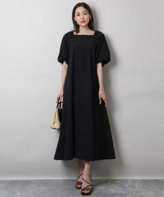 MK MICHEL KLEIN / エムケーミッシェルクラン ロング・マキシ丈ワンピース | スクエアネックタフタワンピース/撥水/UVカット/接触冷感/洗える