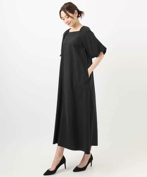 MK MICHEL KLEIN / エムケーミッシェルクラン ロング・マキシ丈ワンピース | スクエアネックタフタワンピース/撥水/UVカット/接触冷感/洗える | 詳細18