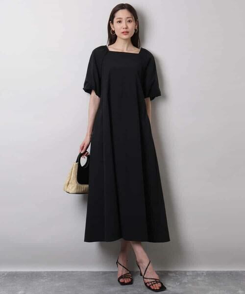 MK MICHEL KLEIN / エムケーミッシェルクラン ロング・マキシ丈ワンピース | スクエアネックタフタワンピース/撥水/UVカット/接触冷感/洗える | 詳細2