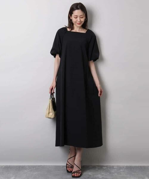 MK MICHEL KLEIN / エムケーミッシェルクラン ロング・マキシ丈ワンピース | スクエアネックタフタワンピース/撥水/UVカット/接触冷感/洗える | 詳細3