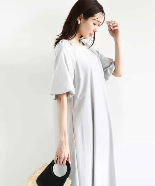 MK MICHEL KLEIN / エムケーミッシェルクラン ロング・マキシ丈ワンピース | スクエアネックタフタワンピース/撥水/UVカット/接触冷感/洗える | 詳細4