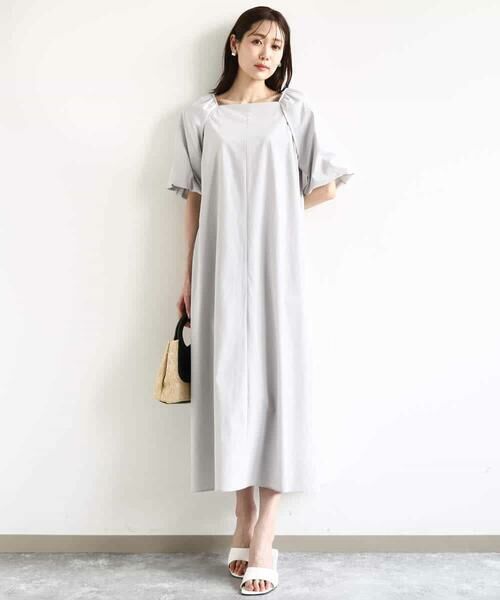 MK MICHEL KLEIN / エムケーミッシェルクラン ロング・マキシ丈ワンピース | スクエアネックタフタワンピース/撥水/UVカット/接触冷感/洗える | 詳細5