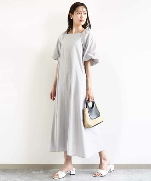 MK MICHEL KLEIN / エムケーミッシェルクラン ロング・マキシ丈ワンピース | スクエアネックタフタワンピース/撥水/UVカット/接触冷感/洗える | 詳細7