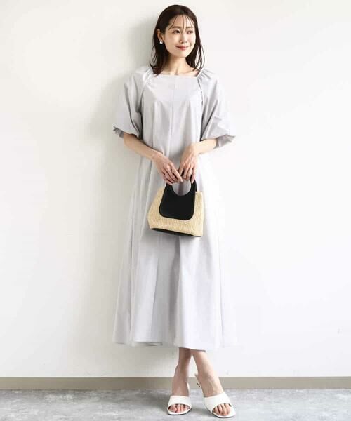 MK MICHEL KLEIN / エムケーミッシェルクラン ロング・マキシ丈ワンピース | スクエアネックタフタワンピース/撥水/UVカット/接触冷感/洗える | 詳細8