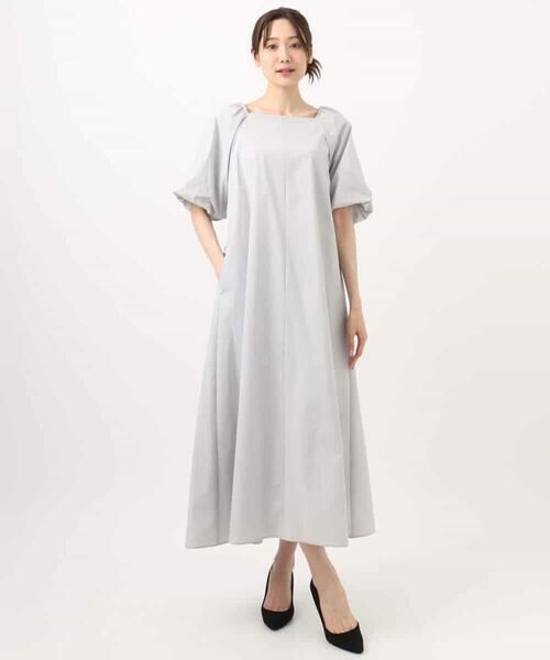 MK MICHEL KLEIN / エムケーミッシェルクラン ロング・マキシ丈ワンピース | スクエアネックタフタワンピース/撥水/UVカット/接触冷感/洗える | 詳細9