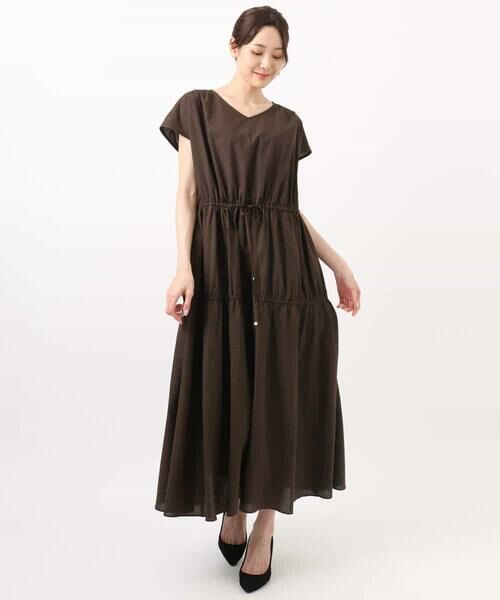 MK MICHEL KLEIN / エムケーミッシェルクラン ロング・マキシ丈ワンピース | Vネックフレンチスリーブワンピース/洗える | 詳細18