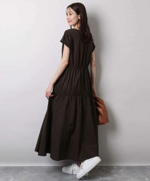 MK MICHEL KLEIN / エムケーミッシェルクラン ロング・マキシ丈ワンピース | Vネックフレンチスリーブワンピース/洗える | 詳細2