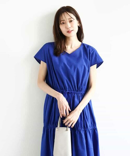 MK MICHEL KLEIN / エムケーミッシェルクラン ロング・マキシ丈ワンピース | Vネックフレンチスリーブワンピース/洗える | 詳細4