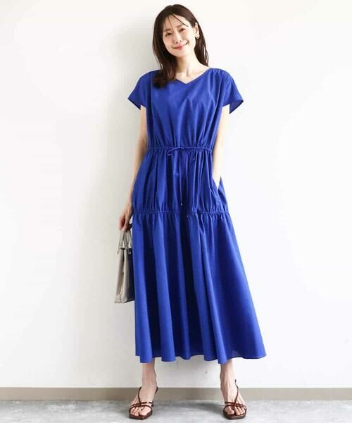 MK MICHEL KLEIN / エムケーミッシェルクラン ロング・マキシ丈ワンピース | Vネックフレンチスリーブワンピース/洗える | 詳細5