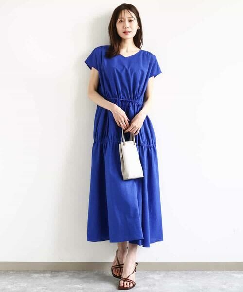 MK MICHEL KLEIN / エムケーミッシェルクラン ロング・マキシ丈ワンピース | Vネックフレンチスリーブワンピース/洗える | 詳細6