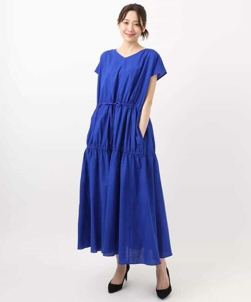 MK MICHEL KLEIN / エムケーミッシェルクラン ロング・マキシ丈ワンピース | Vネックフレンチスリーブワンピース/洗える | 詳細8