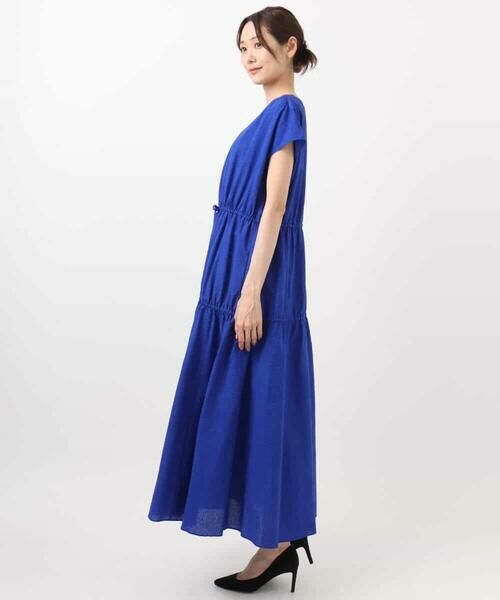 MK MICHEL KLEIN / エムケーミッシェルクラン ロング・マキシ丈ワンピース | Vネックフレンチスリーブワンピース/洗える | 詳細9