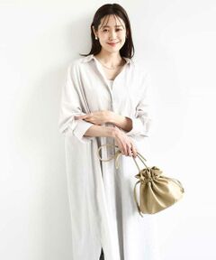 MK MICHEL KLEIN / エムケーミッシェルクラン シャツ・ブラウス | コットンリネンロングシャツワンピース/洗える