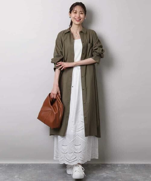 MK MICHEL KLEIN / エムケーミッシェルクラン シャツ・ブラウス | コットンリネンロングシャツワンピース/洗える | 詳細9
