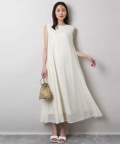 MK MICHEL KLEIN / エムケーミッシェルクラン ロング・マキシ丈ワンピース | 幾何レースフレアーワンピース/洗える