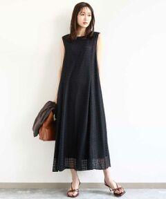 MK MICHEL KLEIN / エムケーミッシェルクラン ロング・マキシ丈ワンピース | 幾何レースフレアーワンピース/洗える