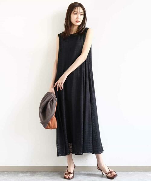 MK MICHEL KLEIN / エムケーミッシェルクラン ロング・マキシ丈ワンピース | 幾何レースフレアーワンピース/洗える | 詳細1