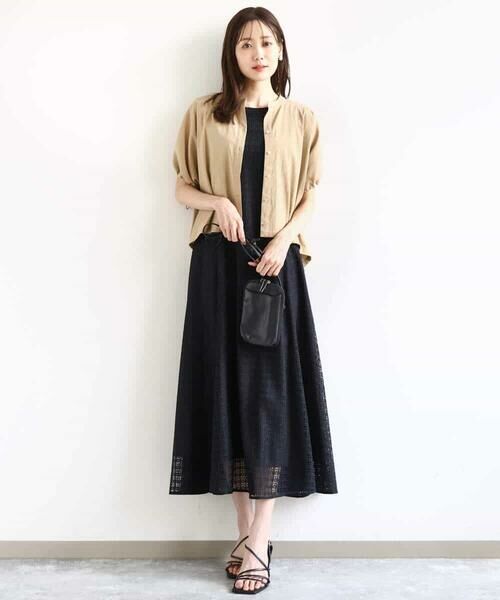 MK MICHEL KLEIN / エムケーミッシェルクラン ロング・マキシ丈ワンピース | 幾何レースフレアーワンピース/洗える | 詳細12