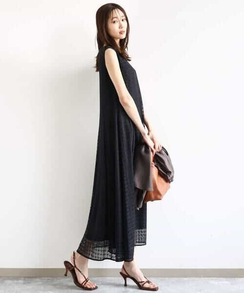 MK MICHEL KLEIN / エムケーミッシェルクラン ロング・マキシ丈ワンピース | 幾何レースフレアーワンピース/洗える | 詳細2