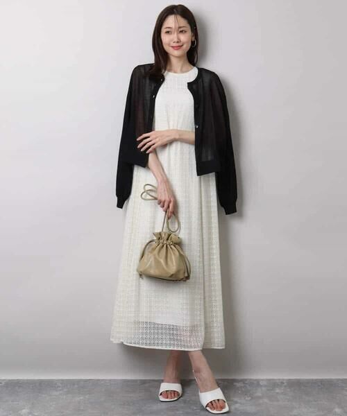 MK MICHEL KLEIN / エムケーミッシェルクラン ロング・マキシ丈ワンピース | 幾何レースフレアーワンピース/洗える | 詳細20