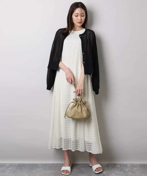 MK MICHEL KLEIN / エムケーミッシェルクラン ロング・マキシ丈ワンピース | 幾何レースフレアーワンピース/洗える | 詳細21