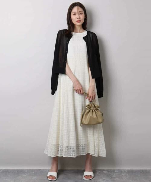 MK MICHEL KLEIN / エムケーミッシェルクラン ロング・マキシ丈ワンピース | 幾何レースフレアーワンピース/洗える | 詳細22