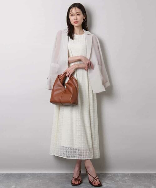 MK MICHEL KLEIN / エムケーミッシェルクラン ロング・マキシ丈ワンピース | 幾何レースフレアーワンピース/洗える | 詳細24