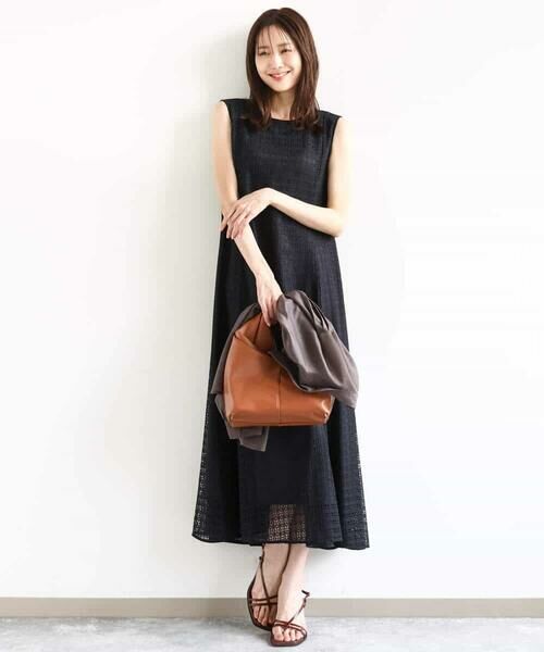 MK MICHEL KLEIN / エムケーミッシェルクラン ロング・マキシ丈ワンピース | 幾何レースフレアーワンピース/洗える | 詳細3