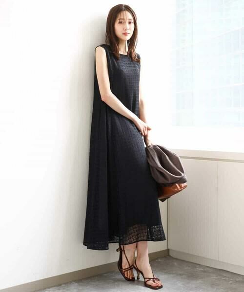 MK MICHEL KLEIN / エムケーミッシェルクラン ロング・マキシ丈ワンピース | 幾何レースフレアーワンピース/洗える | 詳細5