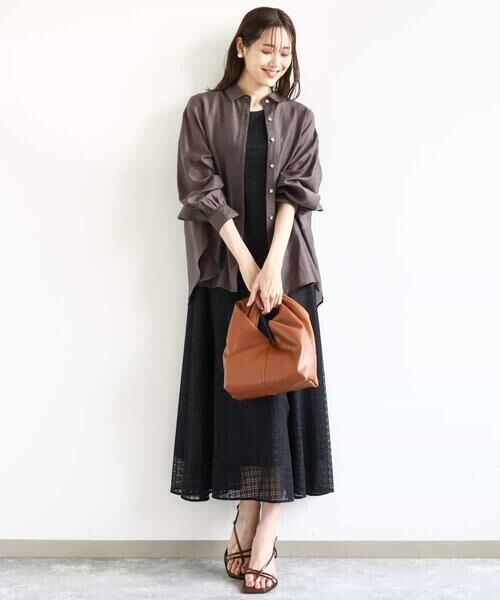 MK MICHEL KLEIN / エムケーミッシェルクラン ロング・マキシ丈ワンピース | 幾何レースフレアーワンピース/洗える | 詳細9