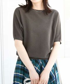 MK MICHEL KLEIN / エムケーミッシェルクラン ニット・セーター | ガーター編み五分袖ニット/洗える