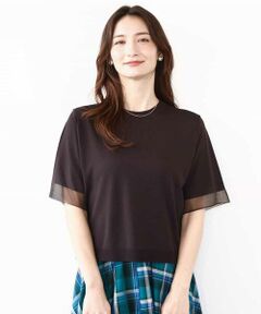 MK MICHEL KLEIN / エムケーミッシェルクラン ニット・セーター | 袖シアークロップドニット/接触冷感/UVカット/洗える