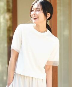 MK MICHEL KLEIN / エムケーミッシェルクラン ニット・セーター | 袖シアークロップドニット/接触冷感/UVカット/洗える