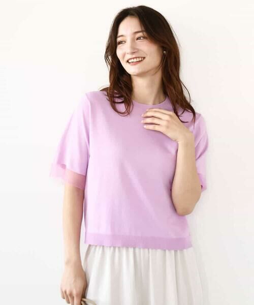 MK MICHEL KLEIN / エムケーミッシェルクラン ニット・セーター | 袖シアークロップドニット/接触冷感/UVカット/洗える | 詳細5