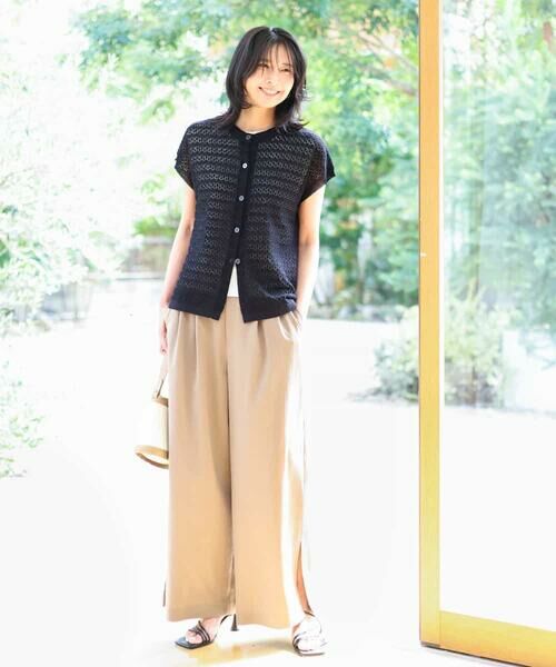 MK MICHEL KLEIN / エムケーミッシェルクラン ニット・セーター | ボーダー透かし編みニット×タンクトップ/洗える | 詳細15