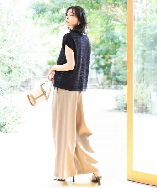 MK MICHEL KLEIN / エムケーミッシェルクラン ニット・セーター | ボーダー透かし編みニット×タンクトップ/洗える | 詳細16