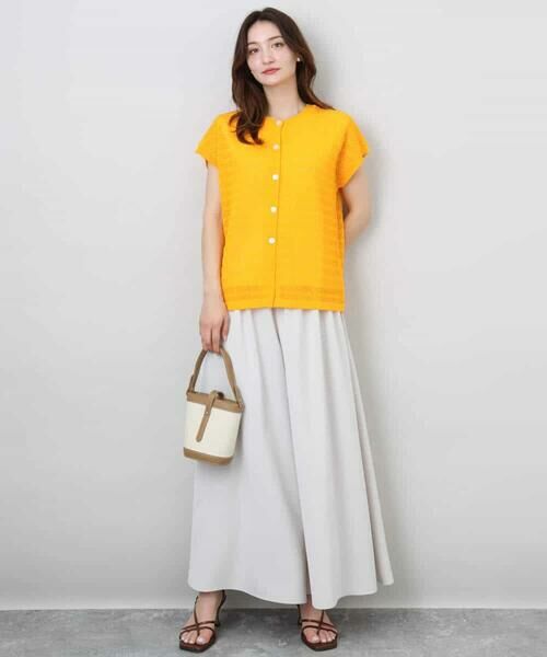 MK MICHEL KLEIN / エムケーミッシェルクラン ニット・セーター | ボーダー透かし編みニット×タンクトップ/洗える | 詳細2