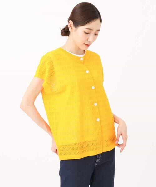 MK MICHEL KLEIN / エムケーミッシェルクラン ニット・セーター | ボーダー透かし編みニット×タンクトップ/洗える | 詳細28