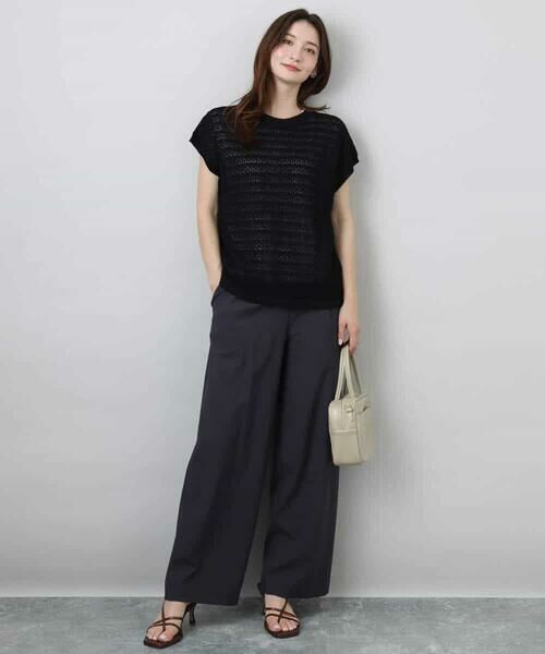 MK MICHEL KLEIN / エムケーミッシェルクラン ニット・セーター | ボーダー透かし編みニット×タンクトップ/洗える | 詳細6