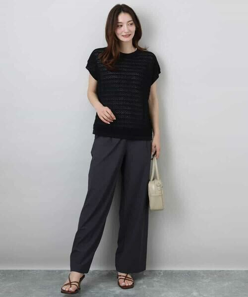 MK MICHEL KLEIN / エムケーミッシェルクラン ニット・セーター | ボーダー透かし編みニット×タンクトップ/洗える | 詳細7