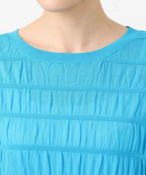 MK MICHEL KLEIN / エムケーミッシェルクラン ニット・セーター | シャーリングボーダー五分袖ニット/洗える | 詳細23