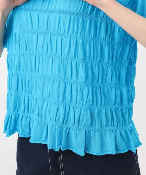 MK MICHEL KLEIN / エムケーミッシェルクラン ニット・セーター | シャーリングボーダー五分袖ニット/洗える | 詳細25